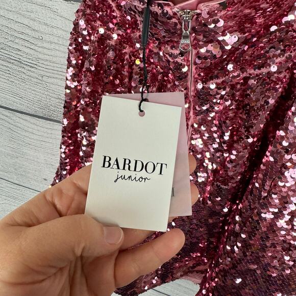 Bardot Junior Girl's Pink Azalea Sequin Halter Neck Party Dress Size 12 - Picture 11 of 12